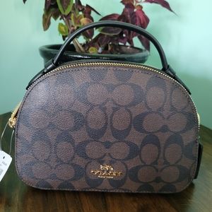coach serena satchel bag,brown/black